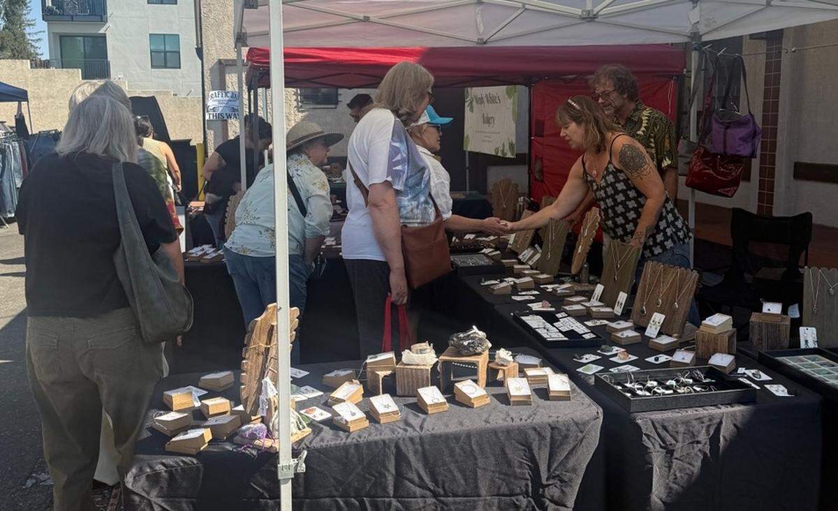 One of the vendors at Traffic Jam Vintage and Handmade Market in Atascadero sells their custom jewelry.