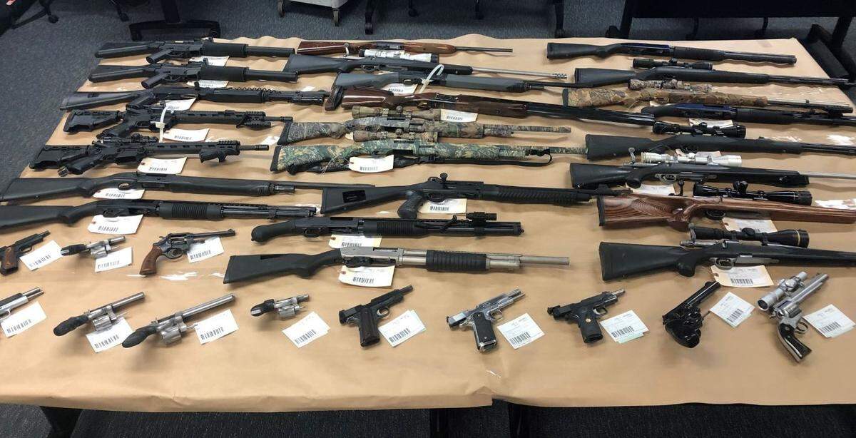 Firearms allegedly seized from the home of 63-year-old Richard Vincent Orcutt on June 30.