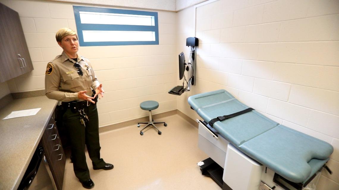 Lt. Stephanie Landgraf leads a tour of the San Luis Obispo County Sheriff’s Office’s new Medical Programs Unit, an 8,000-square-foot facility built over the former location of the old Women’s Jail, to better serve the jail population’s medical, dental and mental health needs, as well as other support and substance abuse treatment programs.