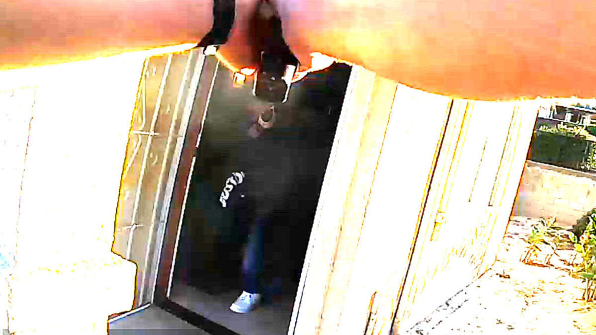 A screenshot of body camera footage from the deputy-involved shooting on April 19, 2026. San Luis Obispo County Sheriff’s Office deputies shot and killed the suspect after he pointed and fired a shotgun at officers.