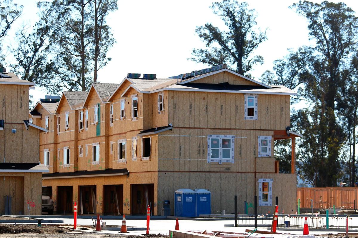 Multi-family buildings are under construction at San Luis Ranch in November 2021. These can be seen from Madonna Road.