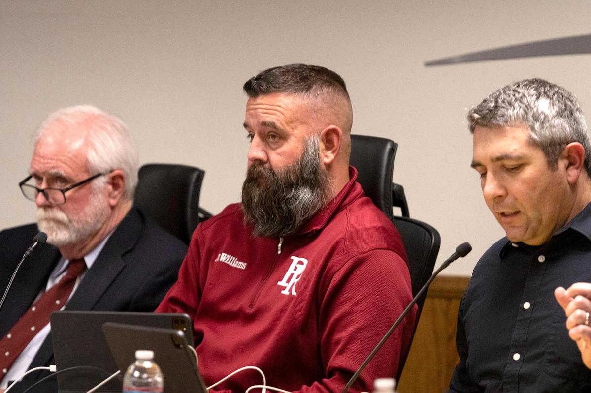 Paso Robles Joint Unified School District held a board meeting on Tuesday, Mar. 12, 2024 and allowed commentary at the outset. Paso Robles Joint Unified School District Superintendent, Dr. Curt Dubost, left, and board members Nathan Williams, Jim Cogan listen to speakers.