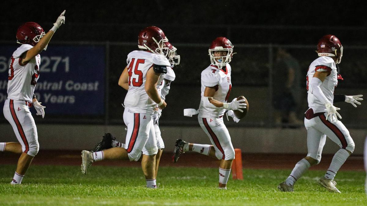 Hayden McKanna ran back an interception for a touchdown for the Bearcats. In the annual rivalry game, Paso Robles beat Atascadero 35-21 on Sept. 2, 2022.