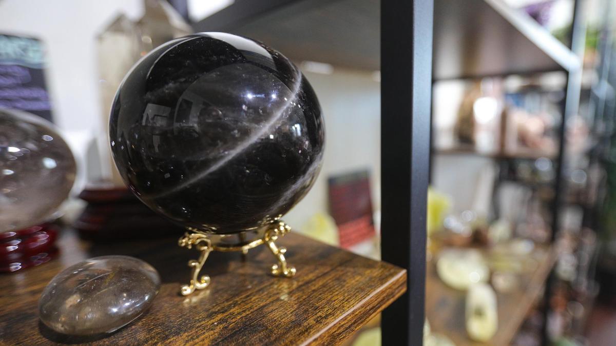This Smoky quartz orb is one of the items at Gaia’s Garden, co-owned by Summer Birchell and daughter Sierra Mace, Feb. 8, 2022.