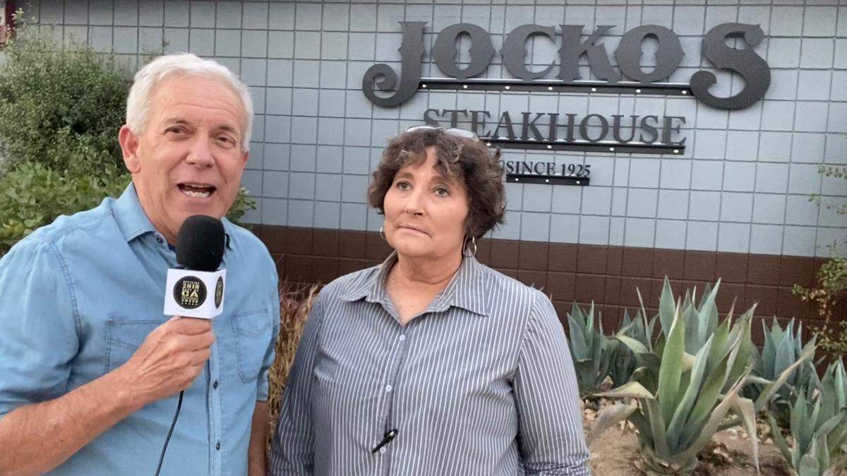Pat Pattison, host of “Best of California with Pat Pattison,” interviews Shelley McHenry, kitchen manager at Jocko’s Steakhouse in Nipomo.