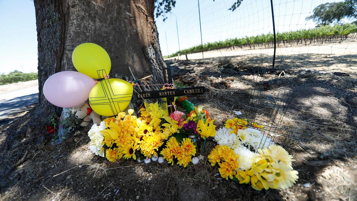 Flowers and balloons have been placed at the site of the fatal crash on Neals Spring Road in Templeton.