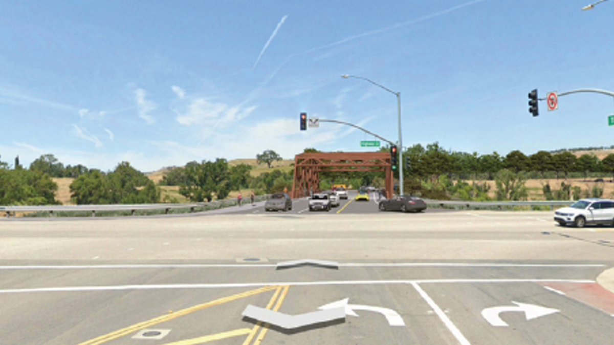 A rendering shows what the future South Vine Bridge will look like after it’s complete. The bridge is slated to connect South Vine Street with the intersection of Theatre Drive and Highway 46. 