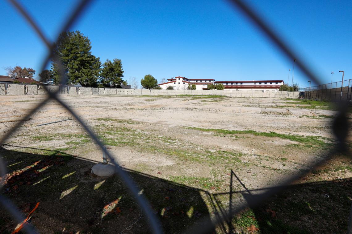 The site of the planned aquatic center remains vacant at Paso Robles High School. School board members voted to postpone the project due to budget shortfalls.