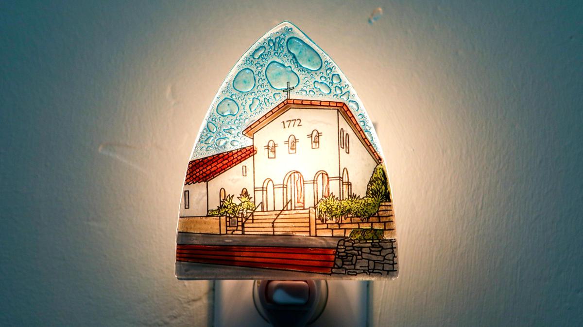 A night light featuring Mission San Luis Obispo benefits families in Ecuador
