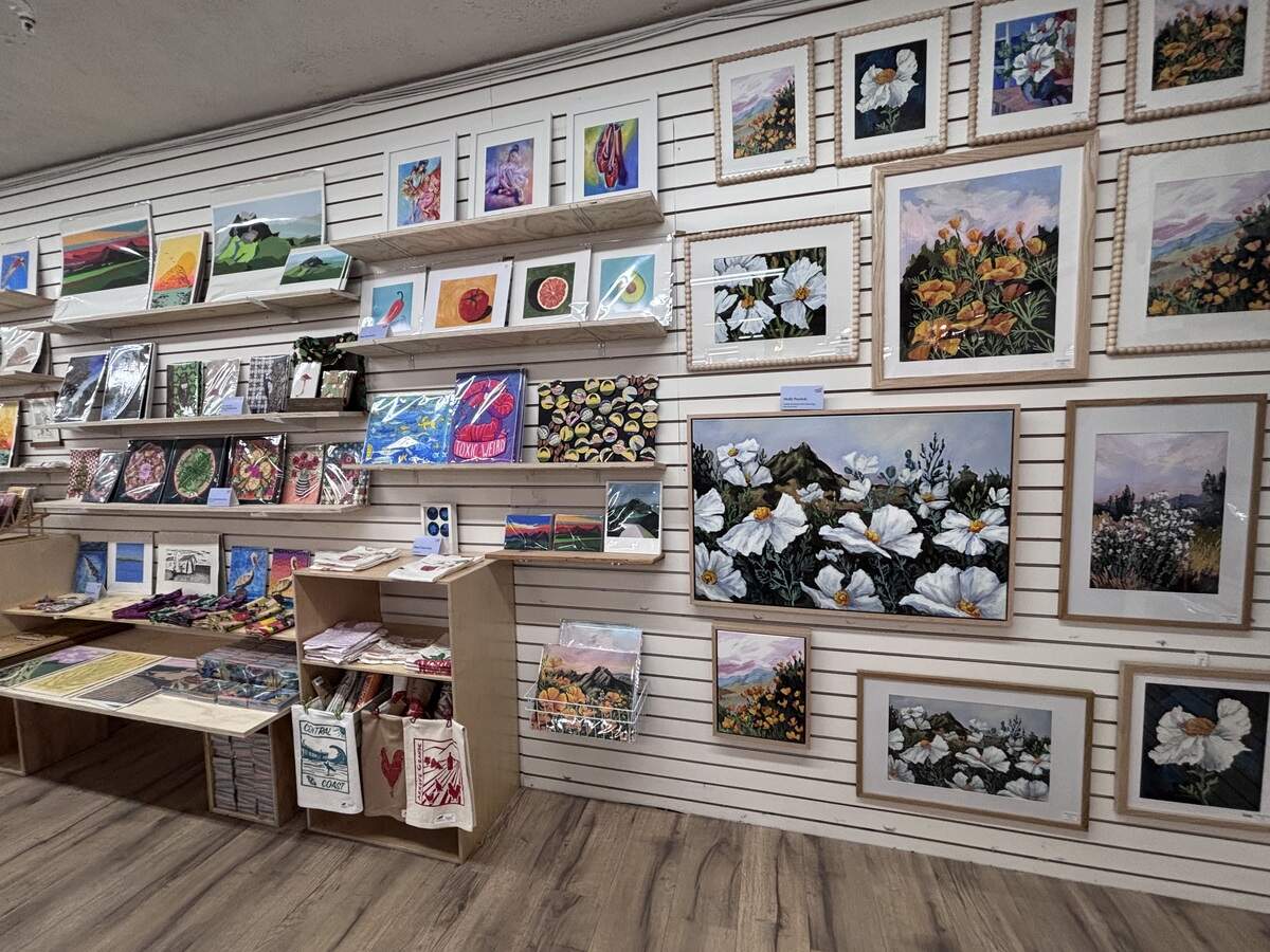Paintings from local artists are sold for the holiday season at SLOcally Made, a contemporary indoor market with 85 different makers featured.