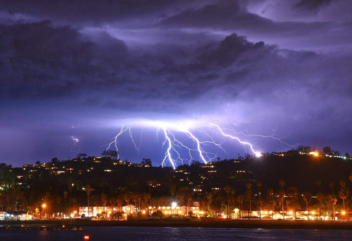Santa Barbara County Fire public information officer Mike Eliason captured some dramatic footage of a lightning storm over Santa Barbara on Tuesday evening.
