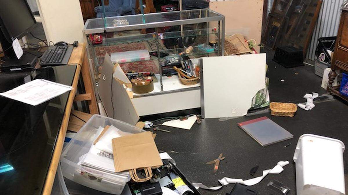 Someone broke into Mission Thrift Store in San Luis Obispo on Tuesday morning, Jan. 4, 2022, and stole pocket knives, art supplies and vintage playing cards, among other items. They also dismantled the cash register, but there was no money inside.