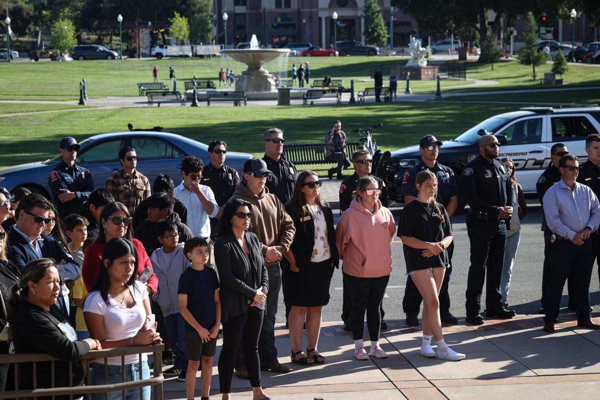 About 100 people turned out for a ceremony at Atascadero City Hall on April 22, 2025, honoring 11-year-old José Gutiérrez, who was hit and killed by a pickup truck on March 14, 2025. José, who always wanted to be a police officer, warned a friend to get out of the way before he was hit himself. The Police Department presented his family with a lifesaving medal.