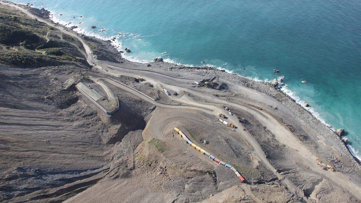 Work at the Mud Creek site, as seen Thursday, April 5.