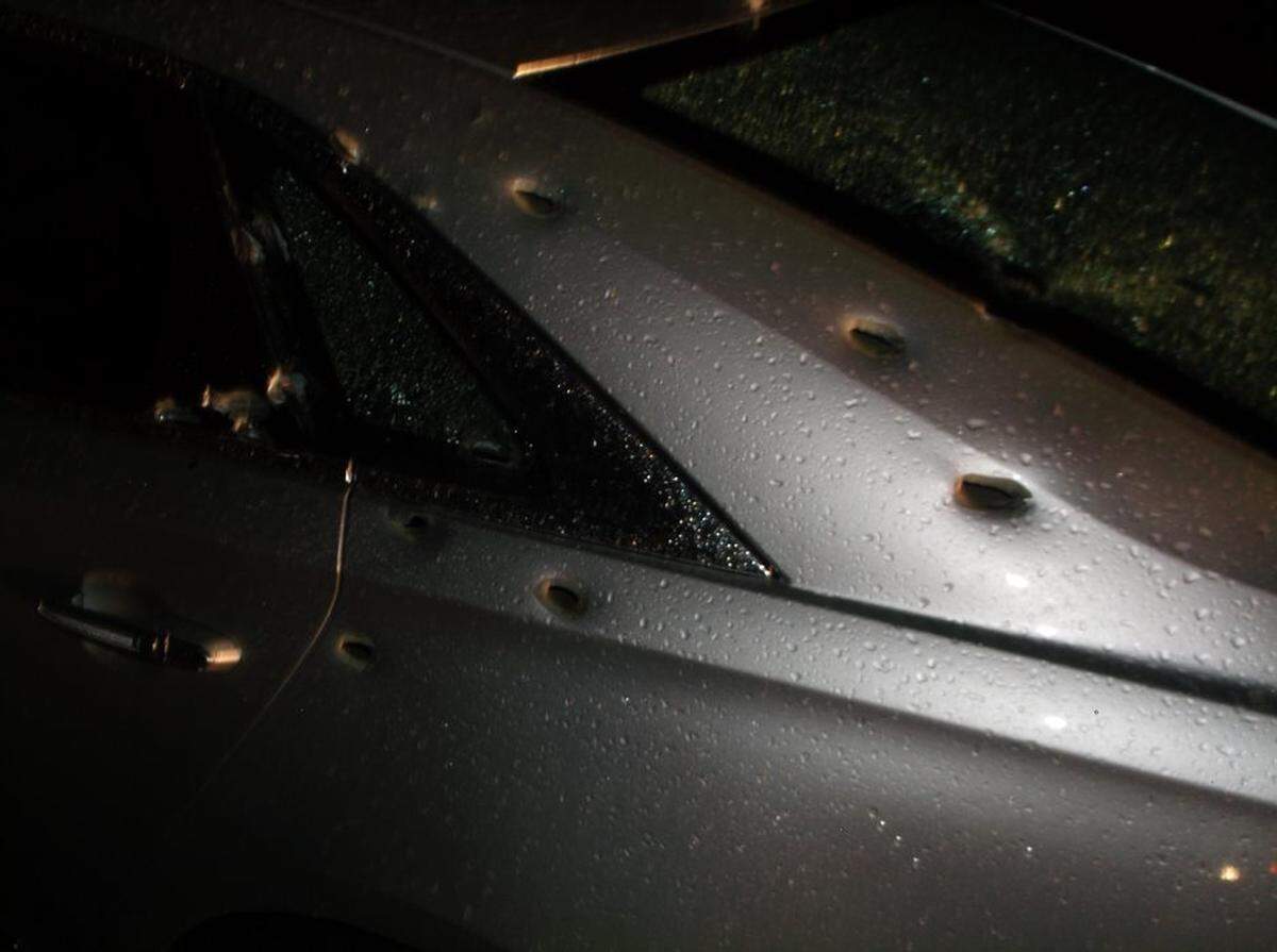 Forensic photos show bullet holes in a Cadillac driven by Josue Gallardo the morning of Jan. 24, 2017.