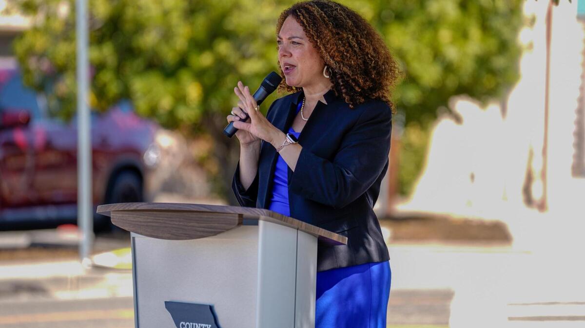 San Luis Obispo Mayor Erica Stewart speaks on Wednesday, June 25, 2025.