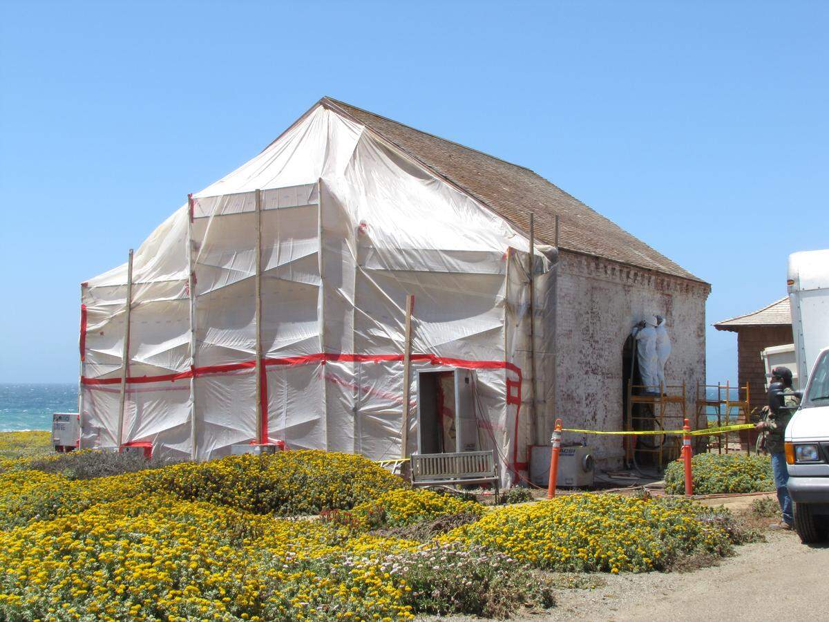 After more than a decade of fundraising and often strenuous work, the $300,000+ restoration/stabilization project at the Piedras Blancas Light Station’s Fog Signal Building is complete.