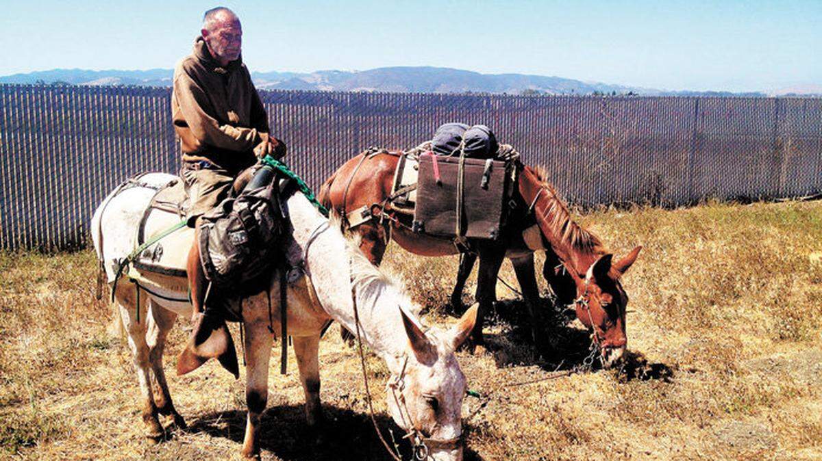 A man and three mules were spotted making their way along Broad Street just south of San Luis Obispo in September 2012.