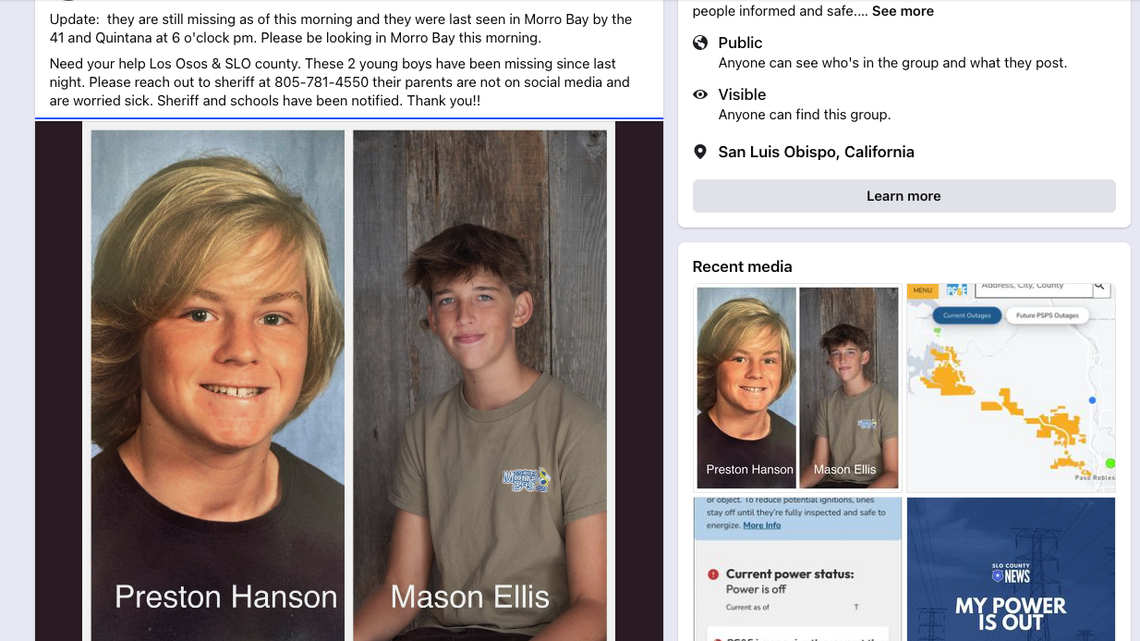 2 runaway boys from SLO County reunited with their families, sheriff says