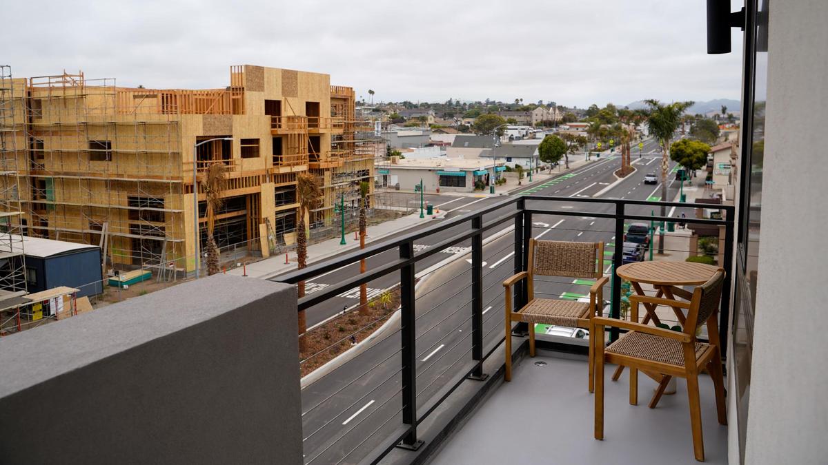 Developer Coastal Community Builders completed work on the Palladium housing development in downtown Grover Beach in early June, pictured Saturday, June 7, 2025. The development includes 37 condominium units priced between $400,000 and $500,000, and features a rooftop deck and barbecue spot.