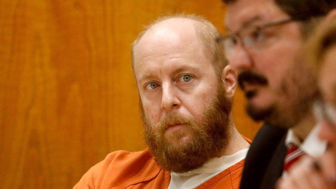 Robert William Koehler, an Arroyo Grande resident accused of murdering 26-year-old Kristen Marti, listens during his preliminary hearing before Judge Craig Van Rooyen on October 3, 2018. Defense attorney Trace Milan is at right. Koehler’s trial began June 1, 2022 in the San Luis Obispo Superior Court.