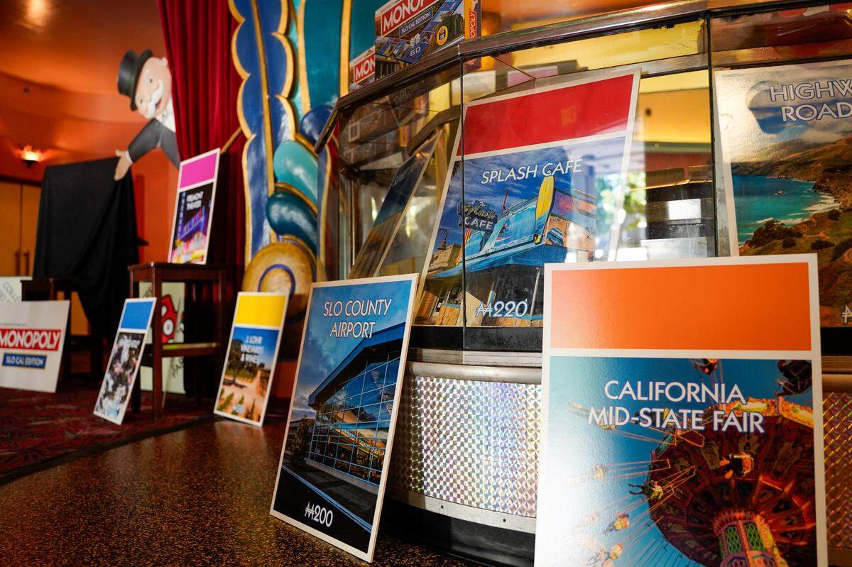 Mr. Monopoly and representatives of Monopoly localizer Top Trumps paid a visit to the Fremont Theater to debut a San Luis Obispo County-themed version of the board game Wednesday, Sept. 4, 2024.