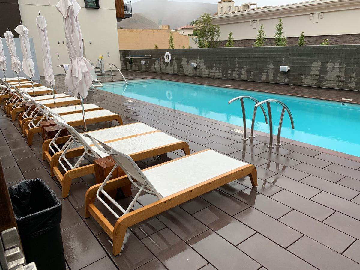 The pool at Hotel San Luis Obispo is located in the courtyard.