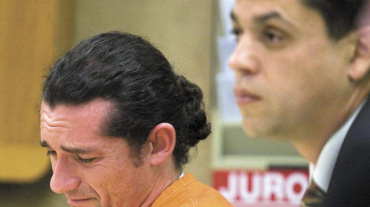 Herbert Brown III and his attorney, Matt Guerrero, appeared in San Luis Obispo Superior Court on Wednesday, May 29, 2013. Brown began to cry when a detective described the last hours of his 2-year-old daughter's treatment before she died.