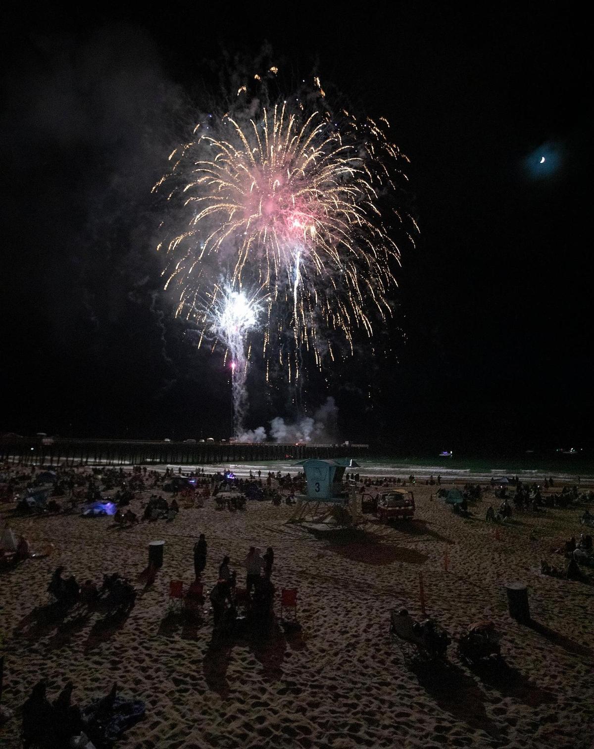 Mild weather and clear skies brought the crowds to the beach for the Pismo Beach firework show, Monday, July 2022.