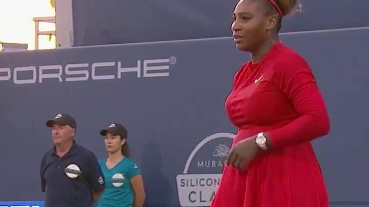 Cambria resident Darius Kaviani (left) officiates a Mubadale Silicon Valley Classic match involving Serena Williams.
