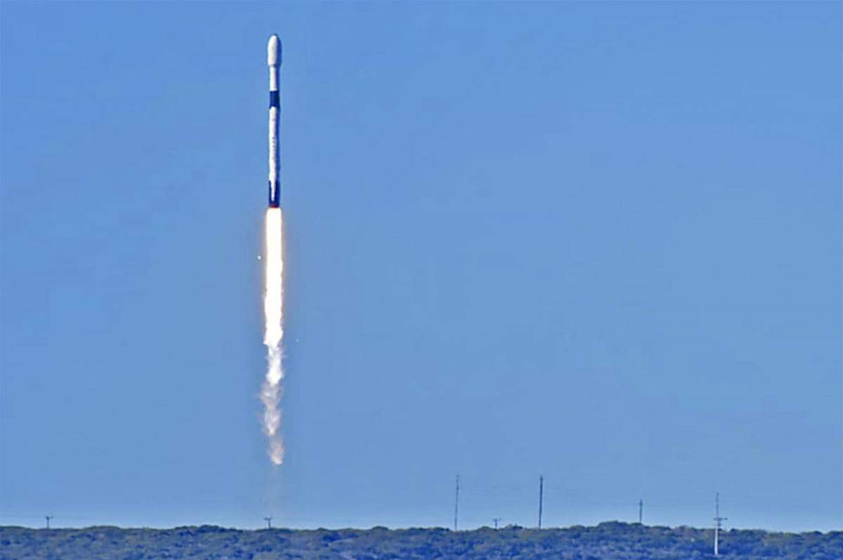 A Falcon 9 rocket heads toward space Saturday morning at Vandenberg Air Force Basee n route to delivering NASA’s newest ocean-monitoring satellite to space.