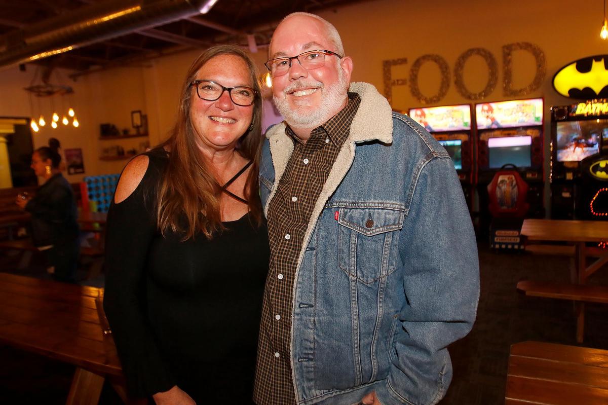 Atascadero Unified School District candidates Roni De Coster and Matt Pennon at an Election Night party at Wild Fields Brewhouse in Atascadero on Nov. 5, 2024.