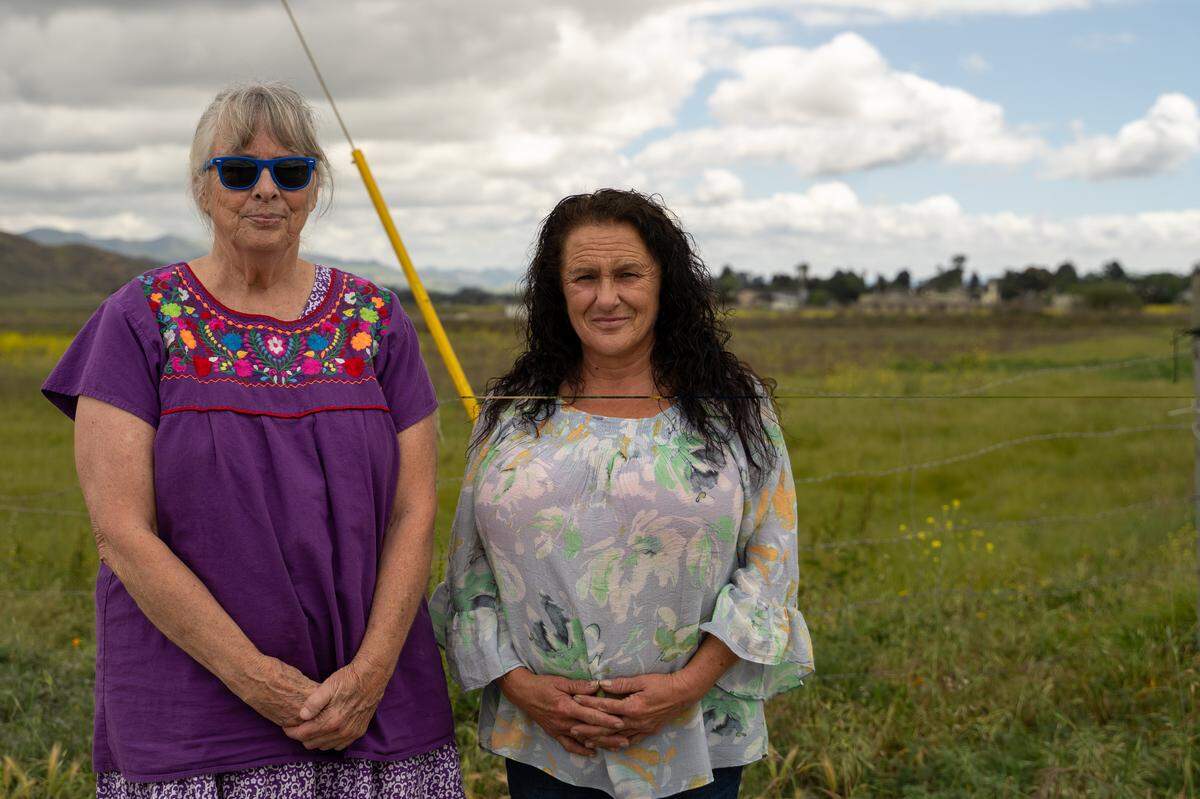Becky Jorgeson, left, and Carol Perez, pictured here on Wednesday, April 1, 2026, both stayed at Sunny Acres while the property was being operated as a rehabilitation facility by Dan De Vaul. The property is currently under the care of the California Receivership Group.