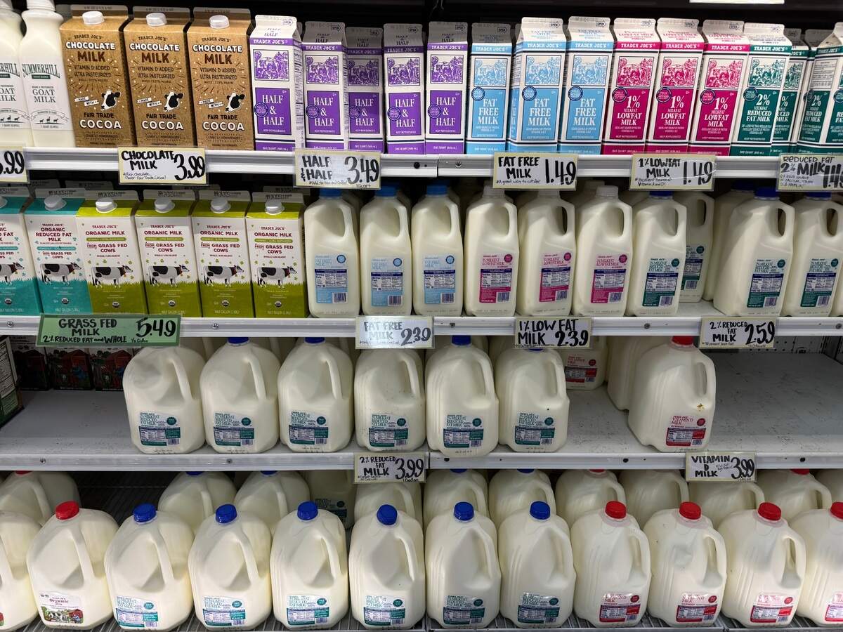 Milk products at Trader’s Joes in Templeton on March 3, 2025.