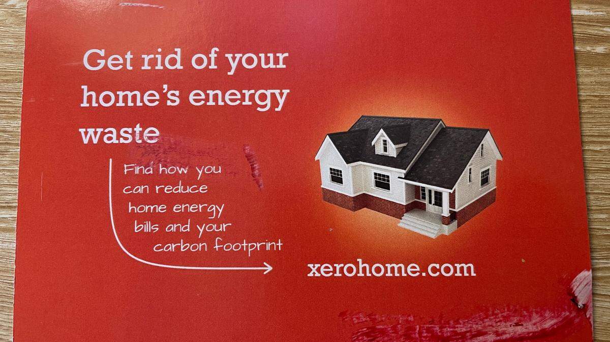 A postcard San Luis Obispo residents received from XeroHome, a company that aims to help homeowners reduce their carbon footprint and lower energy bills.