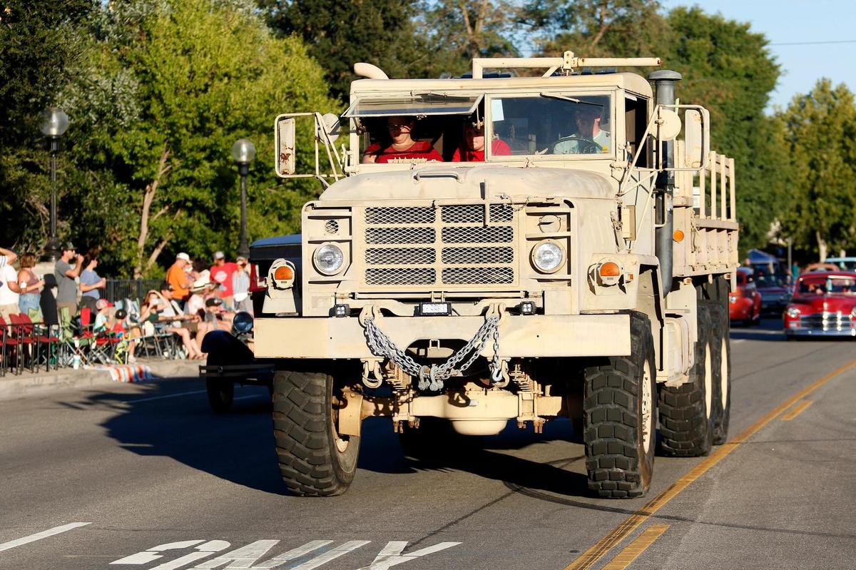 A military transport vehicle participates Hot El Camino Cruise Nite in Atascadero on Friday, Aug. 19, 2022. More than 500 cruisers participated in the event, now in its 29th year.