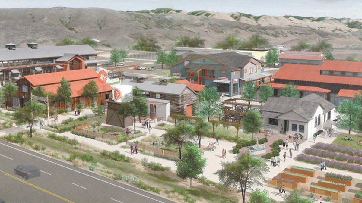 An architectural rendering of the San Luis Obispo Public Market at the Long-Bonetti Ranch in San Luis Obispo. 