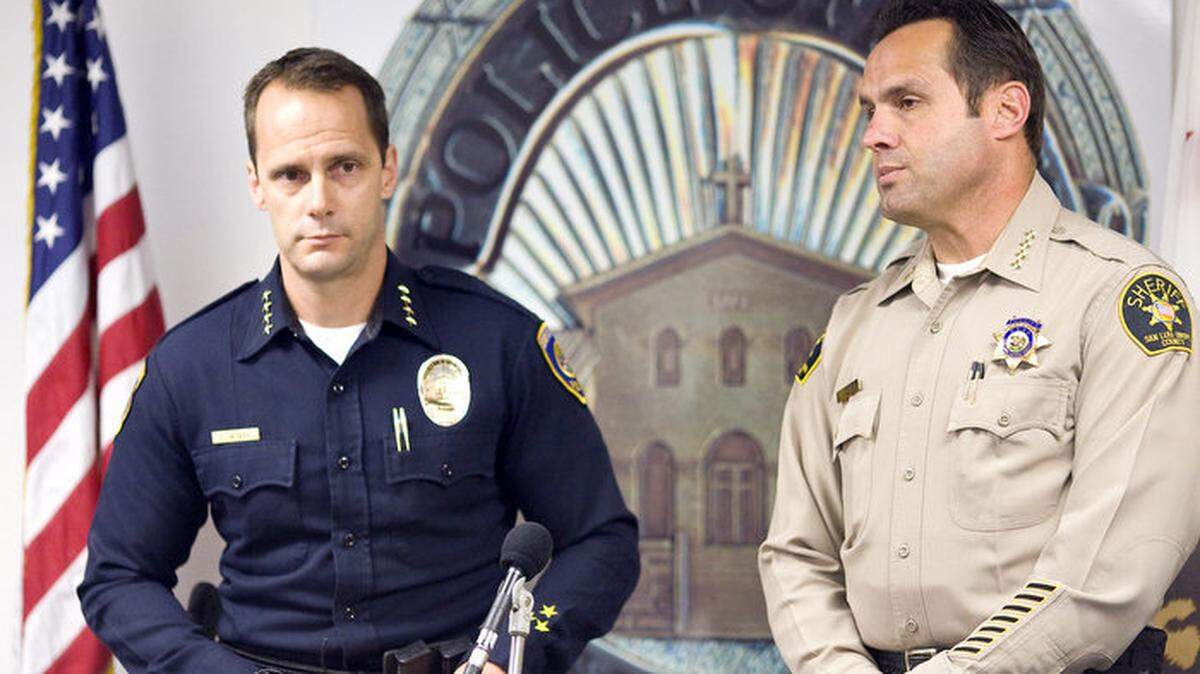 San Luis Obispo police Chief Steve Gesell and San Luis Obispo County Sheriff Ian Parkinson express their disappointment in the conduct of Cory Pierce, a SLOPD officer arrested by the FBI on Feb. 5, 2013.