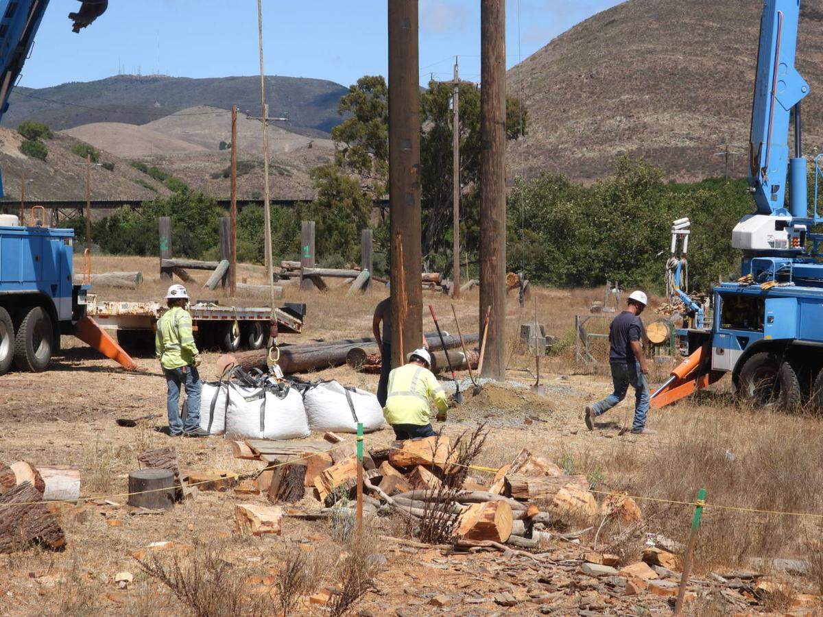 PG&E installed two 80-foot wood poles at Cal Poly to help the university’s logging team host a national forestry competition in 2026, where pole-climbing will be the main sport.