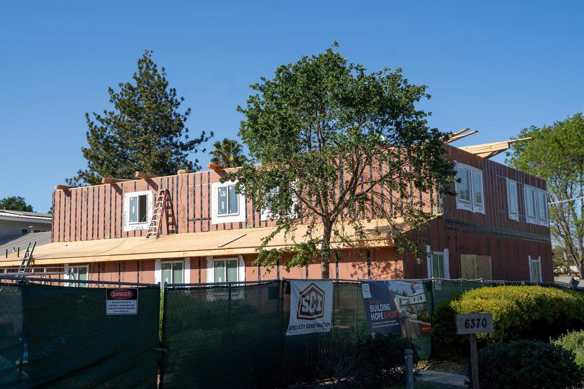ECHO will add 30 new beds for homeless families in a new modular facility, shown here under construction on Thursday, April 2, 2026. The facility was fabricated by Bevyhouse in Santa Paula and shipped to Atascadero for final assembly, with a late 2026 opening day.