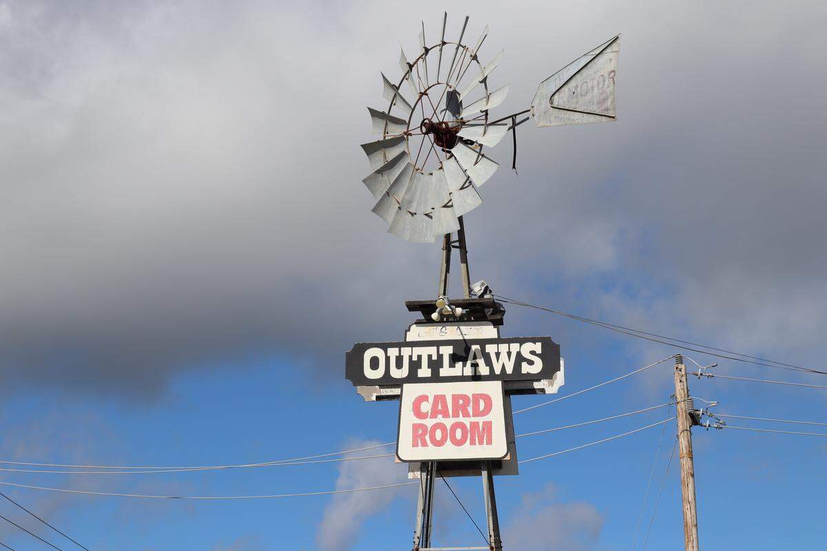 Outlaws Card Parlor in Atascadero, seen here on Feb. 18, 2026, could struggle under new California Department of Justice cardroom regulations approved on Feb. 6, 2026, that will impact the card parlor’s ability to offer two of its most popular and profitable games.