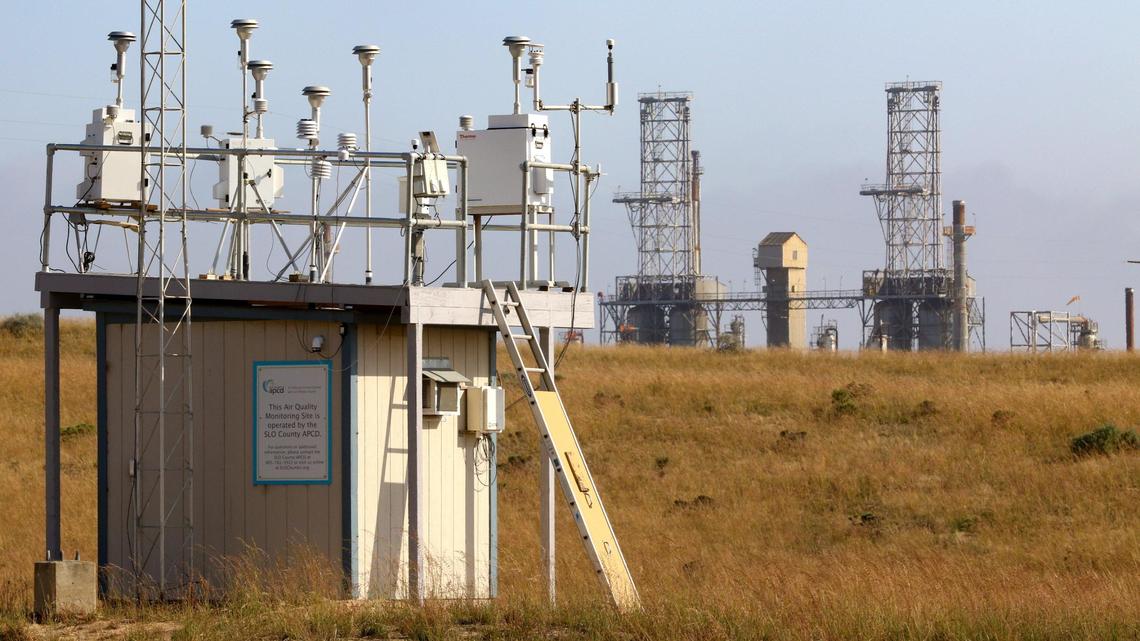 The San Luis Obispo County Air Pollution Control District operates a series of air quality monitors, including this one on the Nipomo Mesa near the Phillips 66 oil refinery complex.