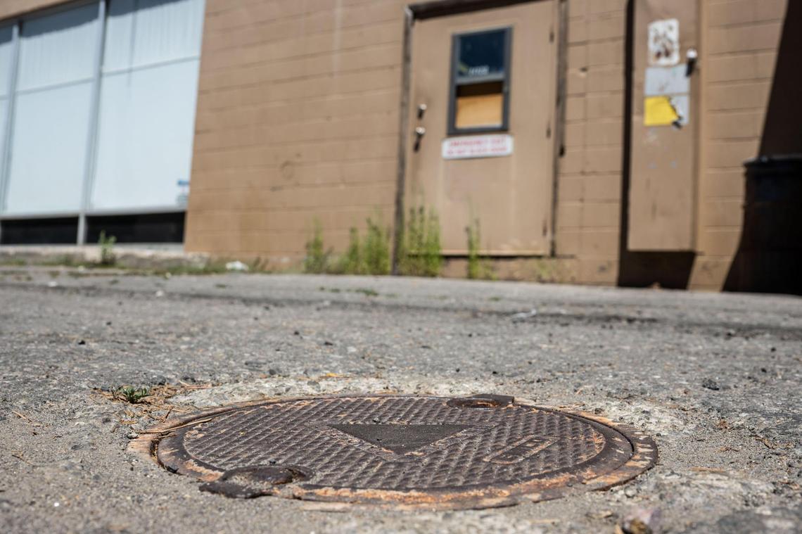 A maintenance hole for a groundwater monitoring well at the site of a former dry cleaning business in South Lake Tahoe.