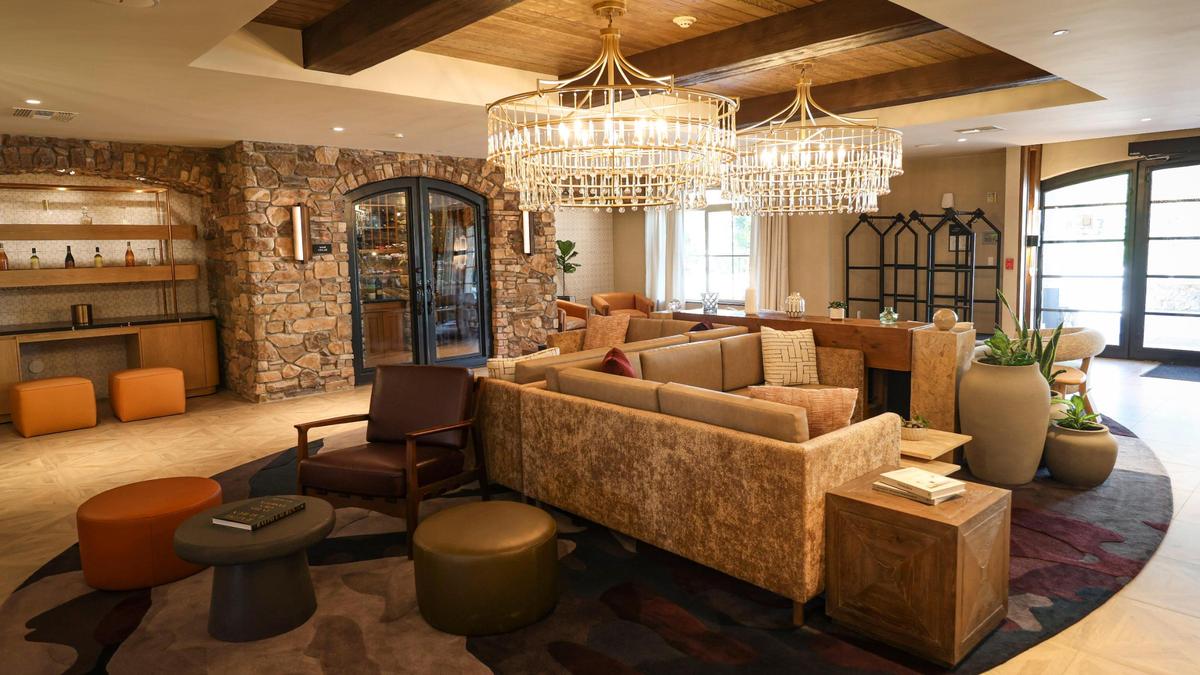 The lobby of Bellasera Hotel in Paso Robles which has been renovated. Located just south of the junction of Highway 46 and 101 and seen here on May 2, 2025.