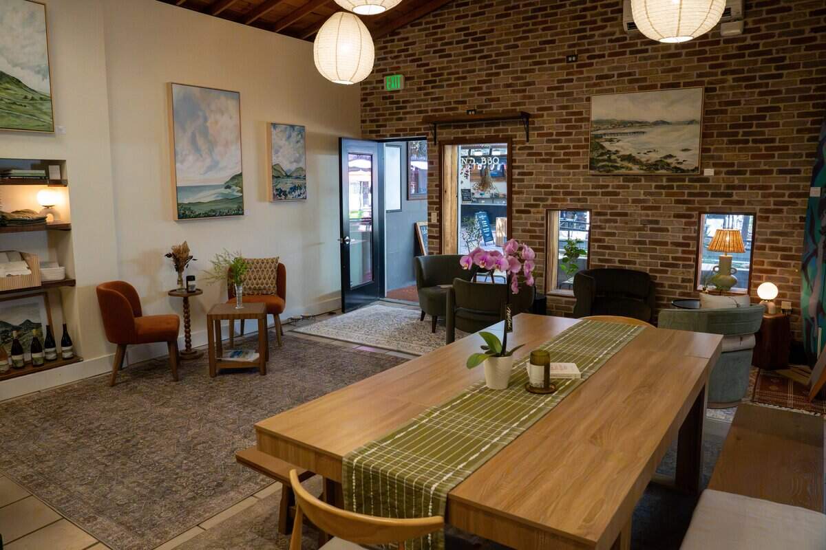 ídola wine co.'s new space at the Creamery in San Luis Obispo opened in June, shown here on July 14, 2026. The company specializes in producing and selling organic, all-natural wines.