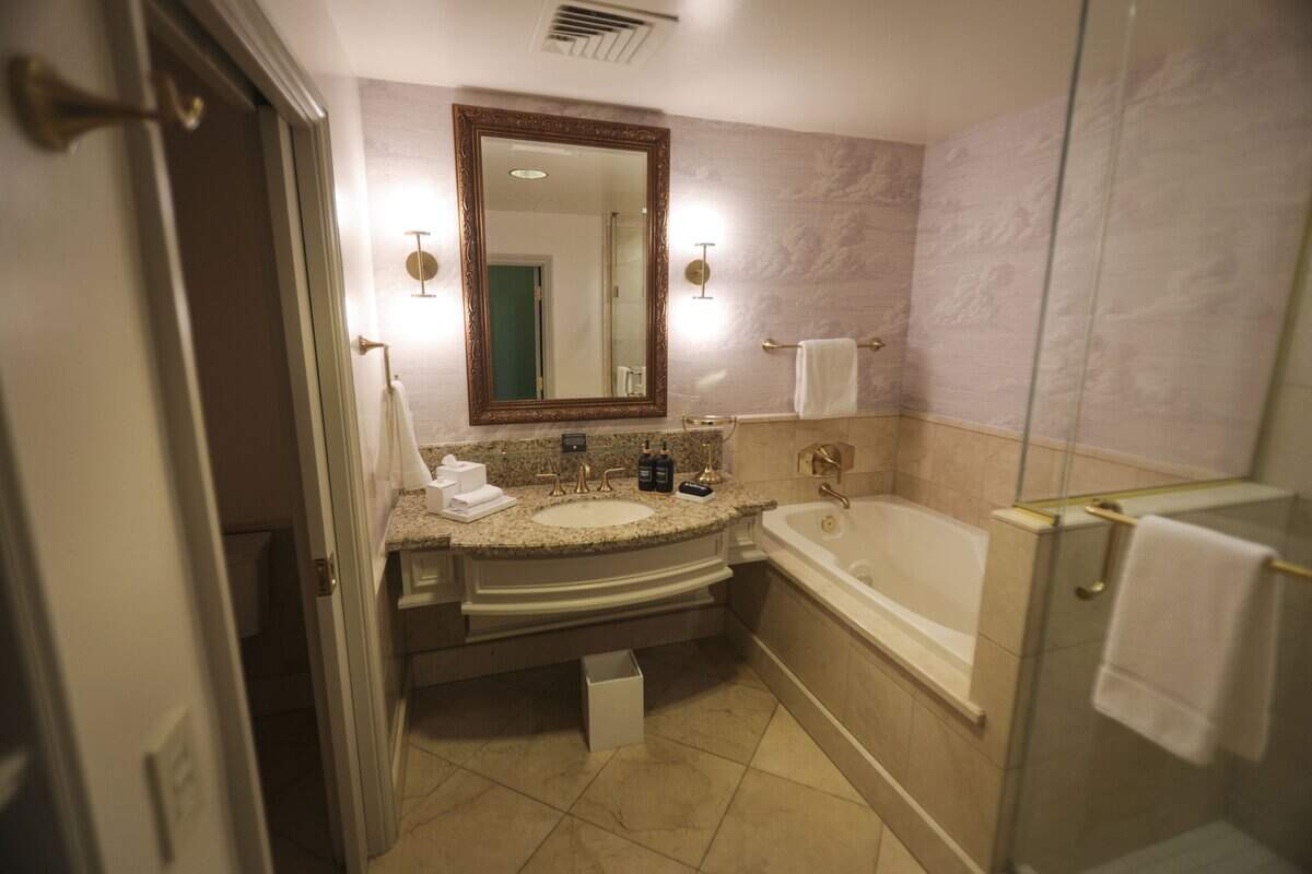 Baths have both tub and shower options. Renovations to the historic Carlton Hotel in Atascadero were shown at a ribbon cutting and open house on April 8, 2026. The Carlton has joined the Marriott Tribute brand, a collection of independent hotels.