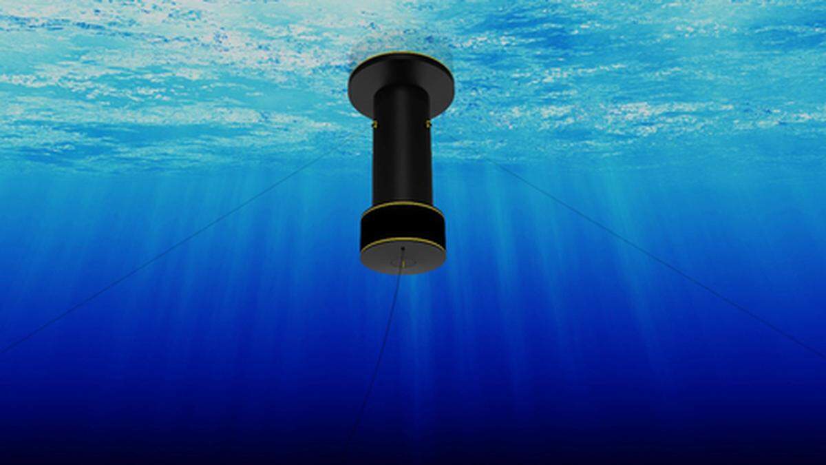 A rendering shows how the SeaWell desalination buoy looks from below the ocean’s surface. A new proposal calls for testing the system off Vandenberg Space Force Base.