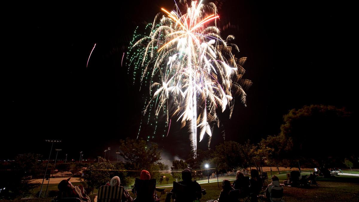 Fireworks light up the sky over Barney Schwartz Park in Paso Robles on Tuesday, July 4, 2023.