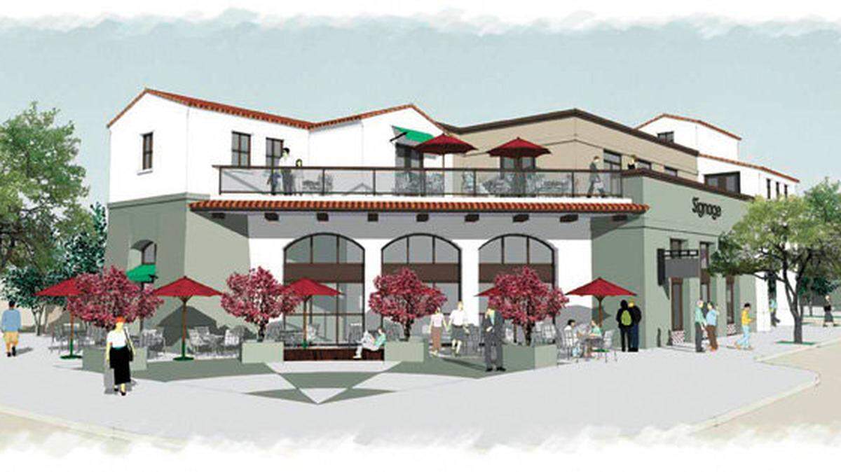 A commercial development proposed for the former site of North County Christian thrift store in Atascadero would include 26,500 square feet of retail, restaurant and office space in three buildings.