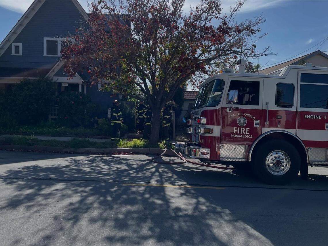 A fire damaged a house on Chorro Street in San Luis Obispo on March 5, 2026.